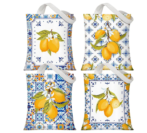 Paterr 4 件装阿马尔菲海岸手提包意大利柠檬帆布包